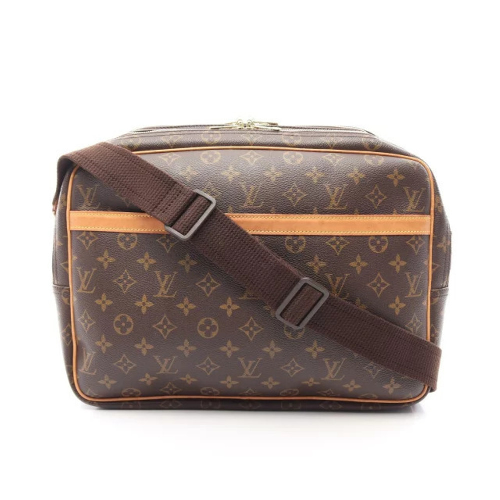 Louis Vuitton Reporter Shoulder Bag Canvas Leather Monogram Brown